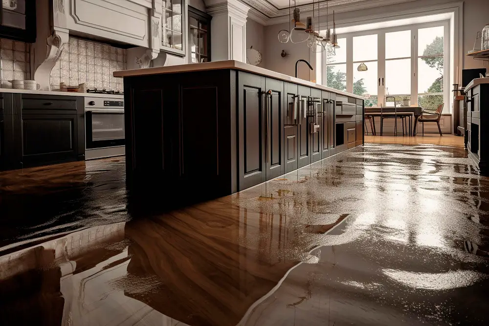 Casualty Events Water Flood on Kitchen Floor