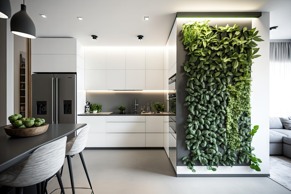 Green Wall Plants Kitchen and Living Divider