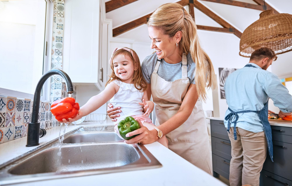 History of Double Kitchen Sinks Steel Washing Vegetables Family