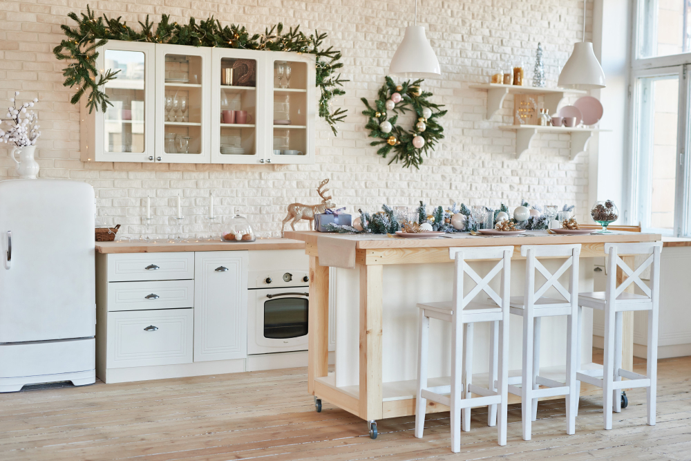  Holiday Greenery Kitchen Cabinet Christmas Decor