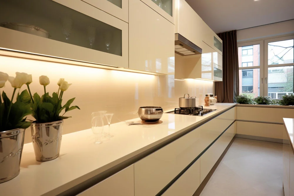 Lighting in Cream Cabinet Under Kitchens