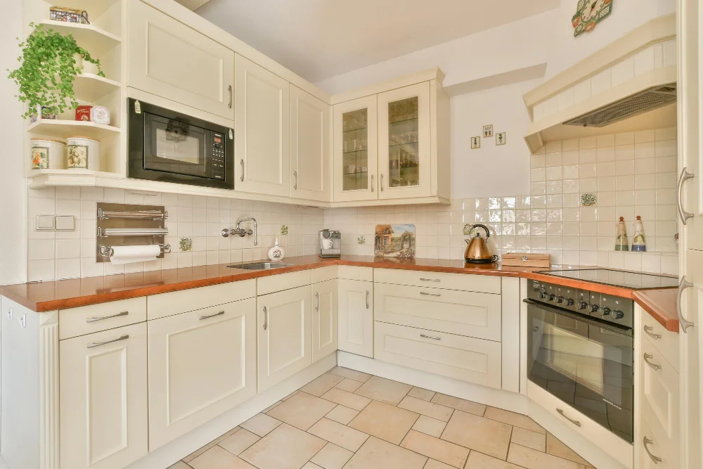 Monochromatic Cream Kitchen Cabinets