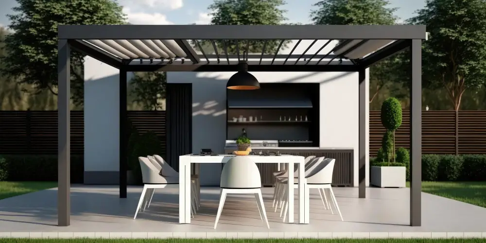 Outdoor Kitchen Pation Steel with Awning Cover 