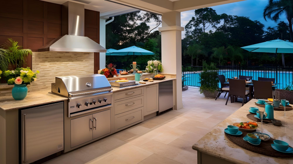 Outdoor Kitchen with Under Sink Refrigerator