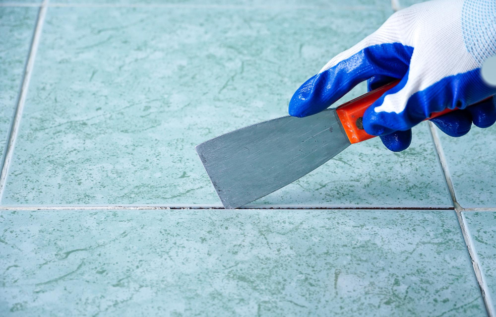 Regrouting Kitchen Floor with Trowel