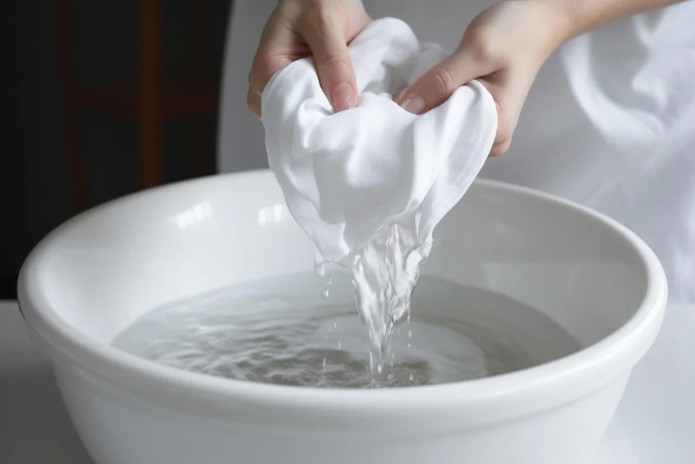 Rinsing with Water and Soft Cloth