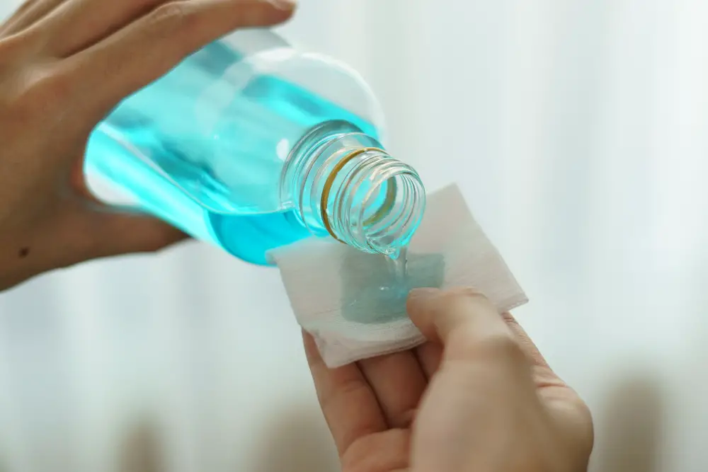 Rubbing Alcohol and Cotton for Cleaning Light