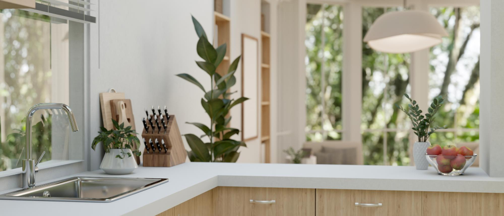 White Kitchen Countertop Stainless Steel Sink Faucet