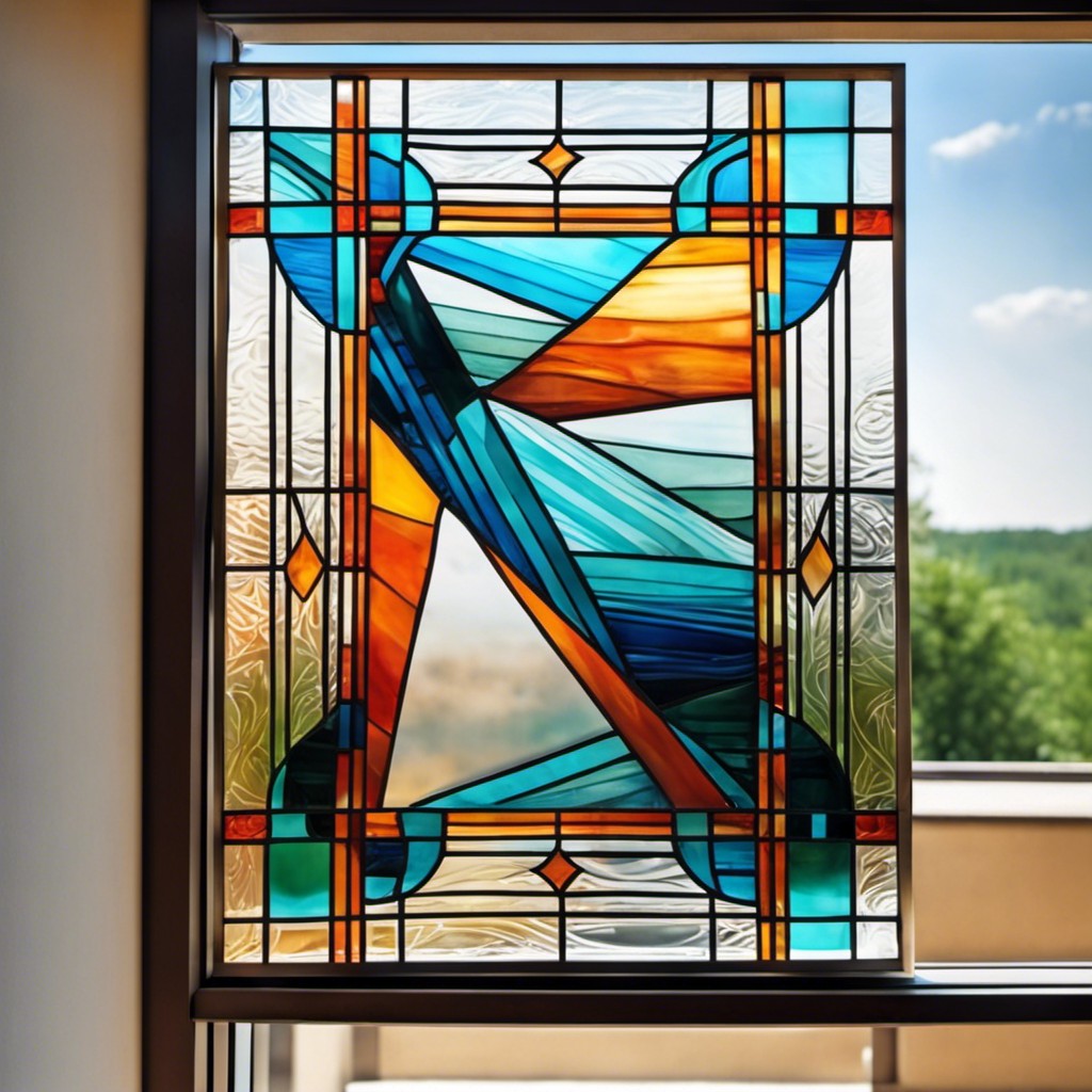 abstract geometric designs on window panes