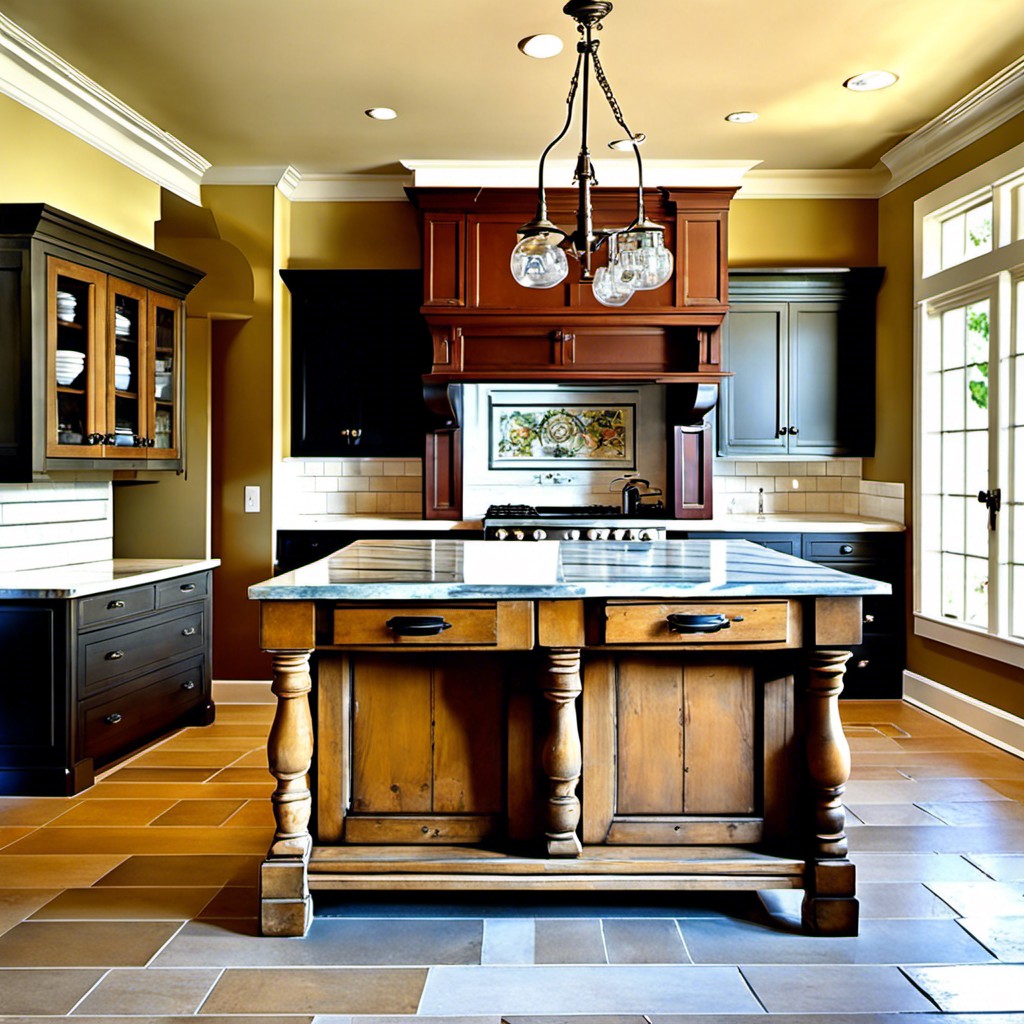 antique furniture converted into a kitchen island