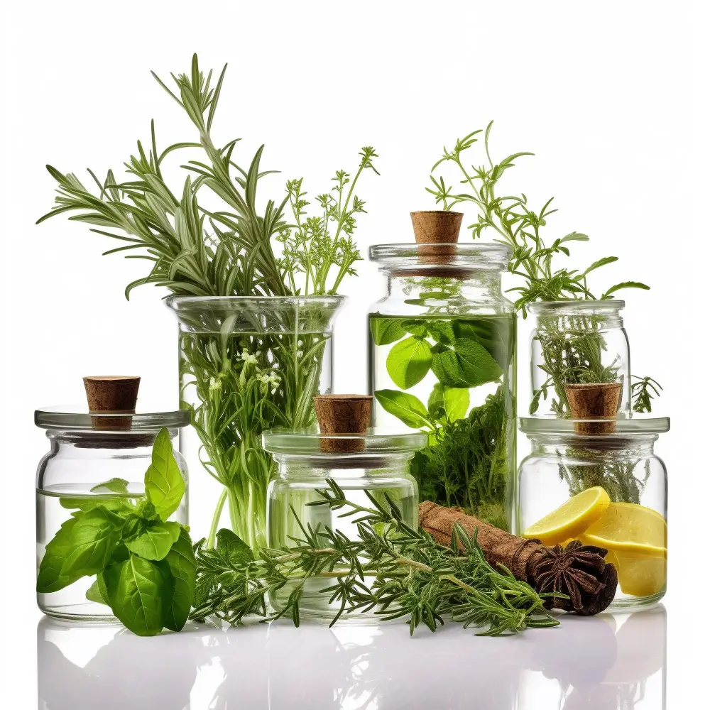 apothecary jars Herb and Plant Clippings kitchen counter