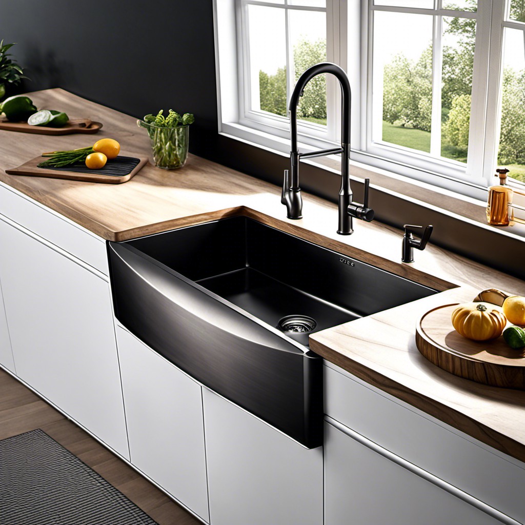 apron front black stainless sink