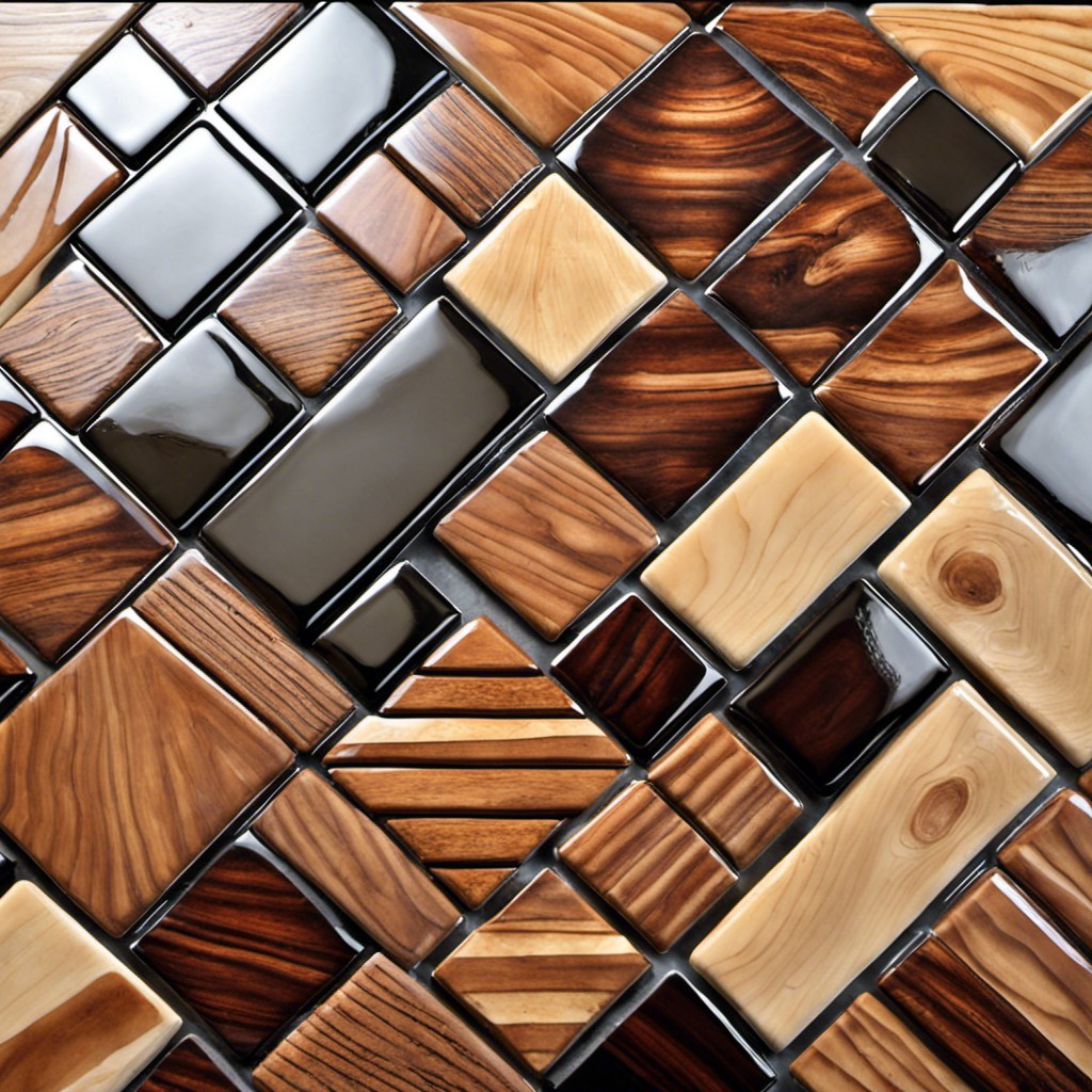 backsplash with a wood mosaic tile pattern