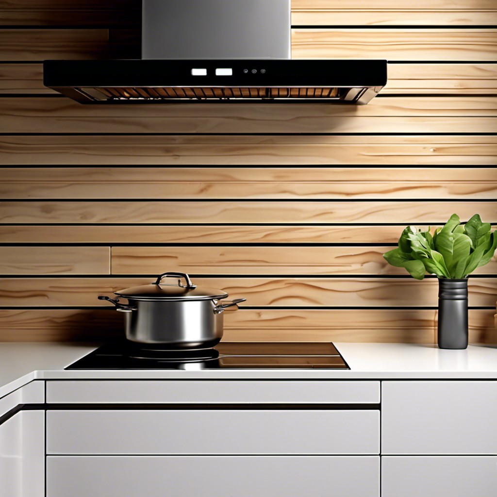 backsplash with wooden slats