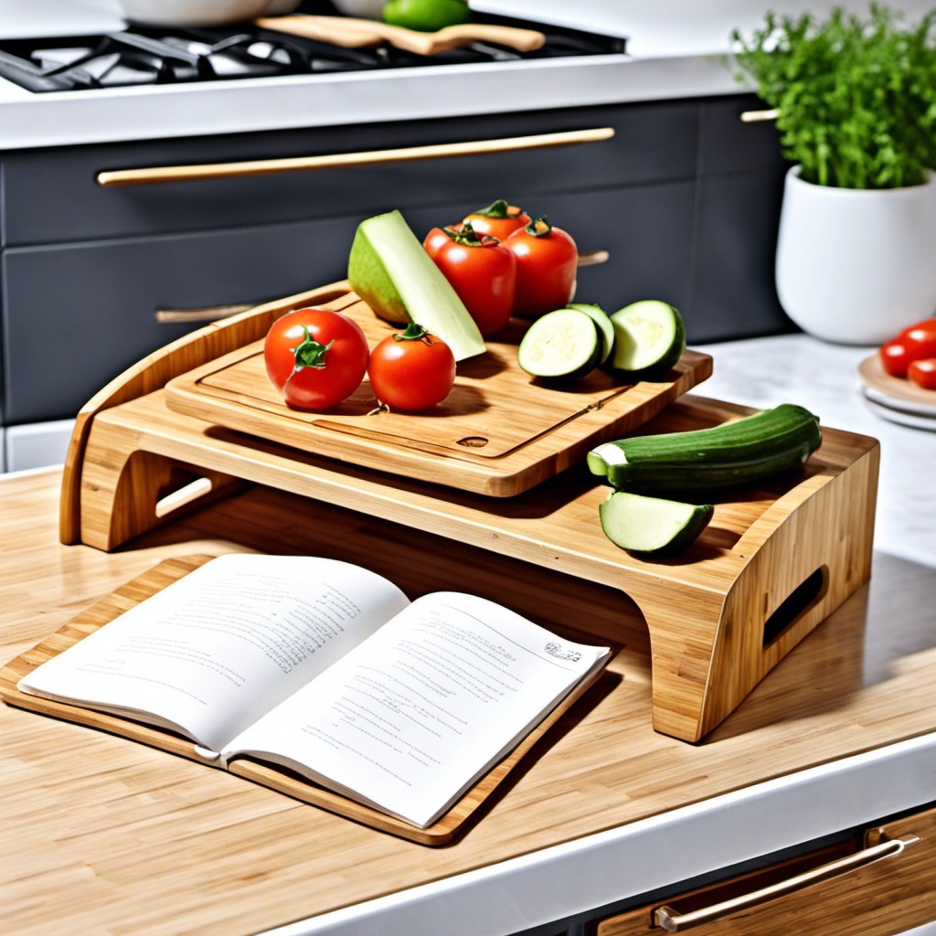bamboo cutting board with stand