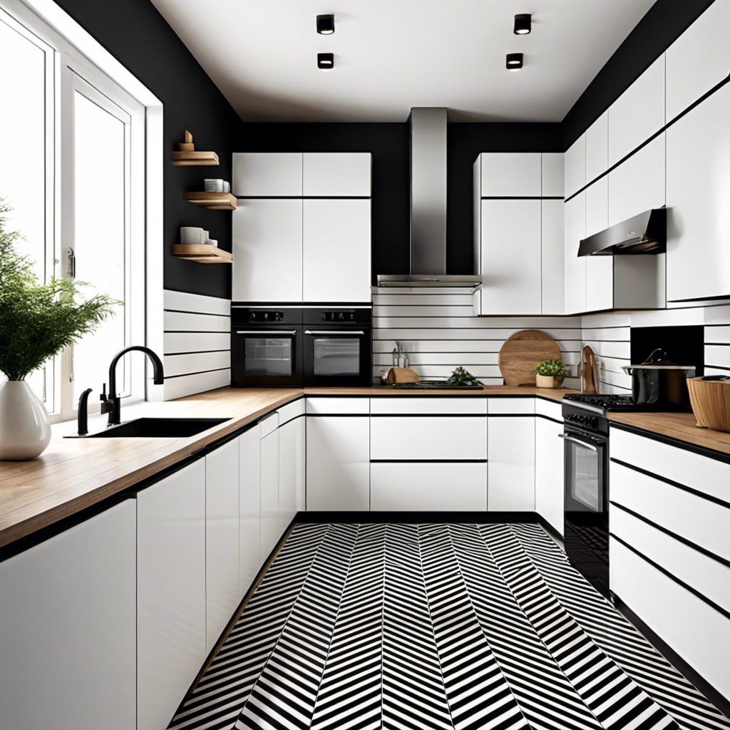 black and white geometric laminate flooring
