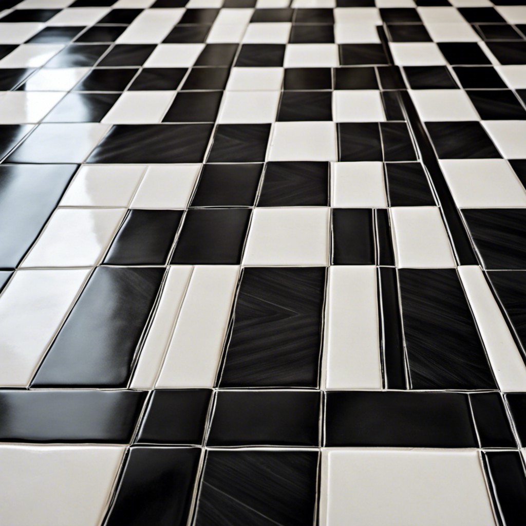 black and white striped linoleum floor