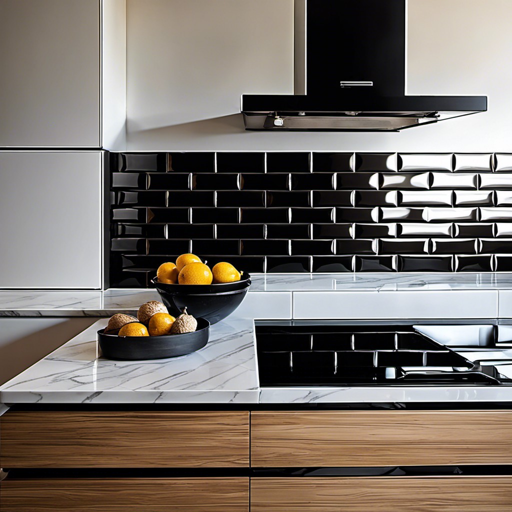 black brick shaped tiles