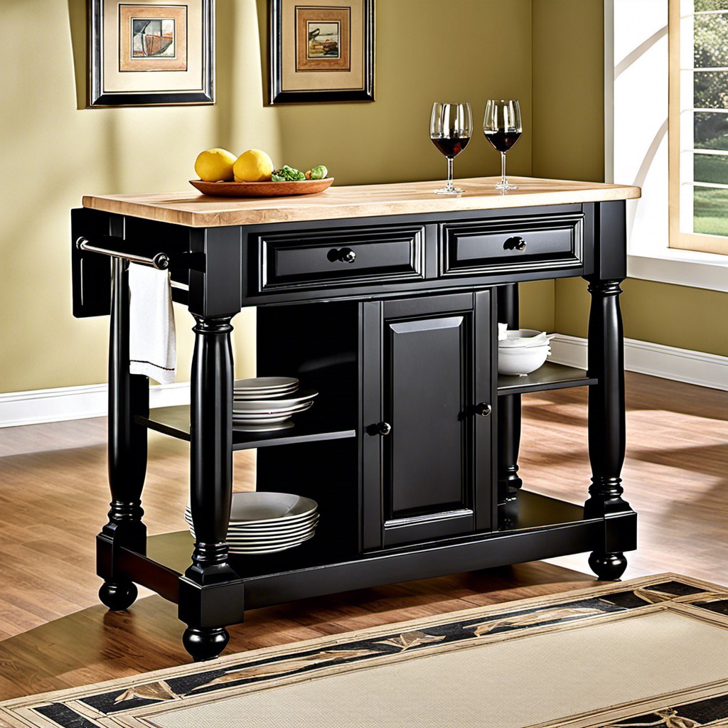 black distressed finish kitchen island