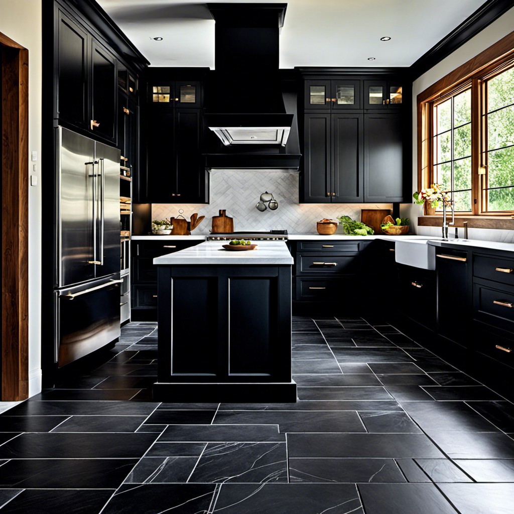 black limestone floor with subtile pattern