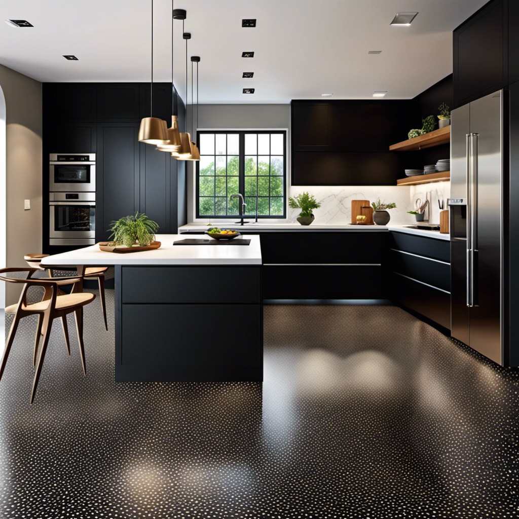 black pebble floor for a unique texture