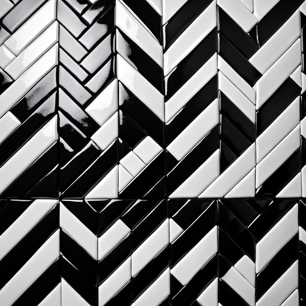 bold geometric centerpiece with monochrome subway tiles