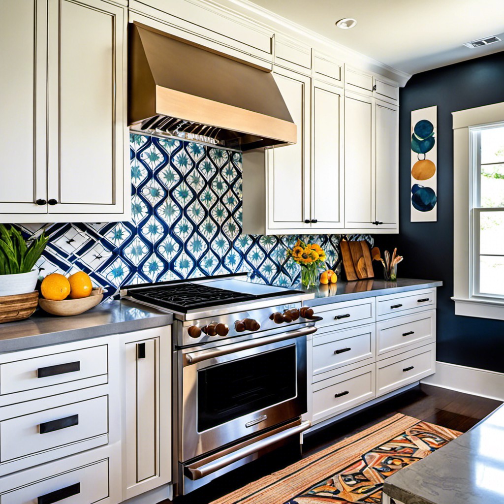 bold pattern backsplash to shift the focus