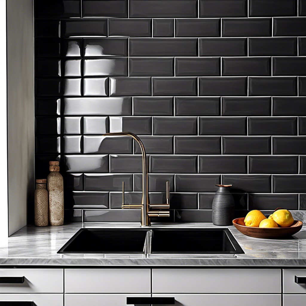 brick style charcoal grey subway tiles