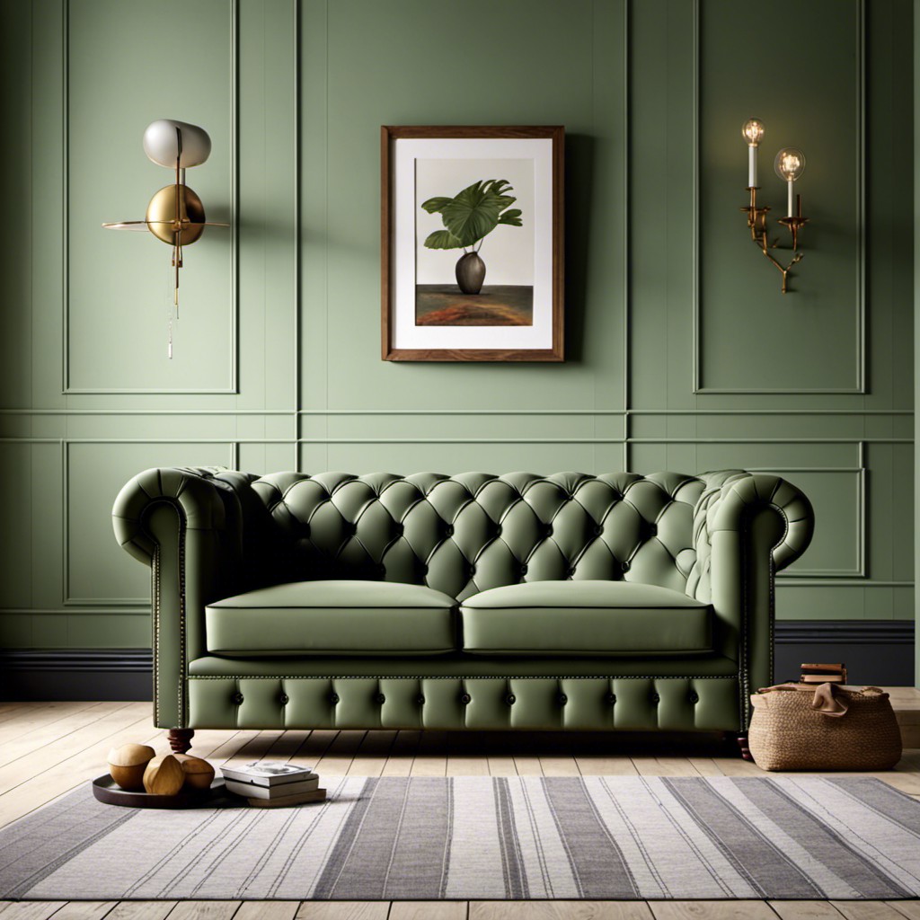 buttoned chesterfield sofa in sage green