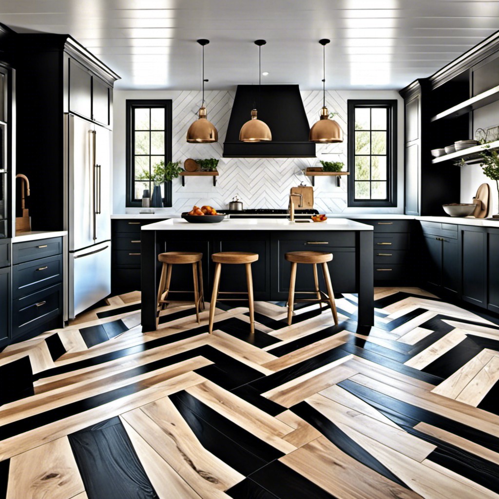 chevron pattern black wood floor