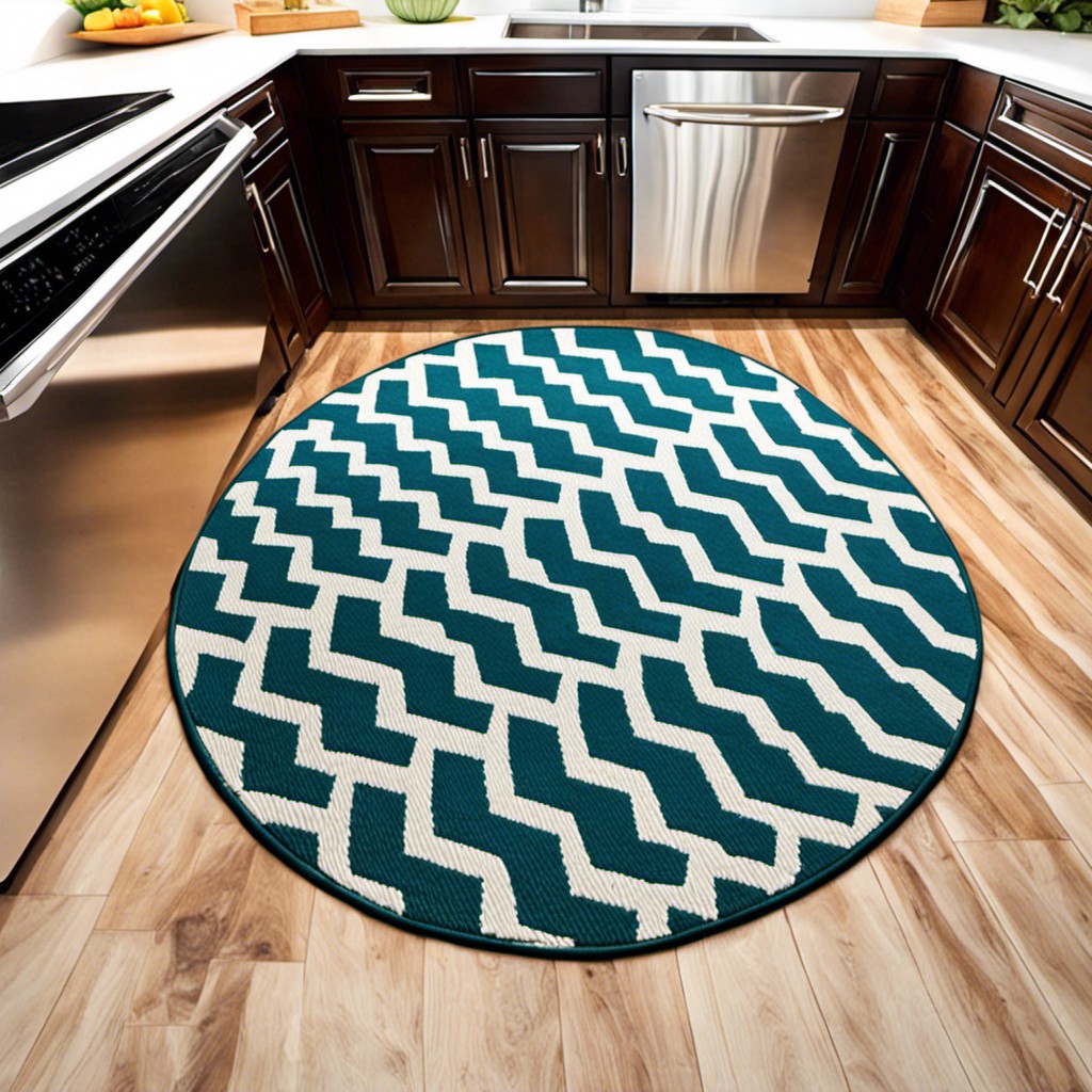 chevron patterned round kitchen rug