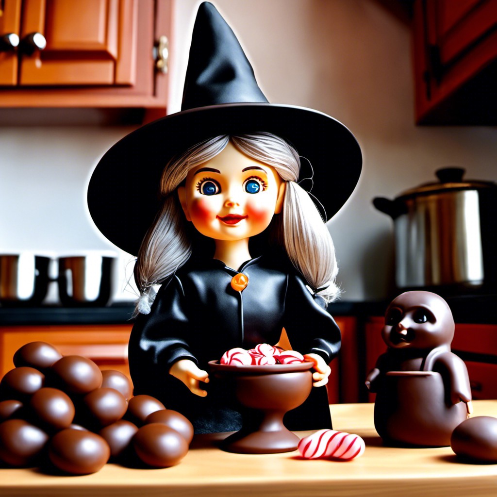chocolate maker witch doll with candy molds