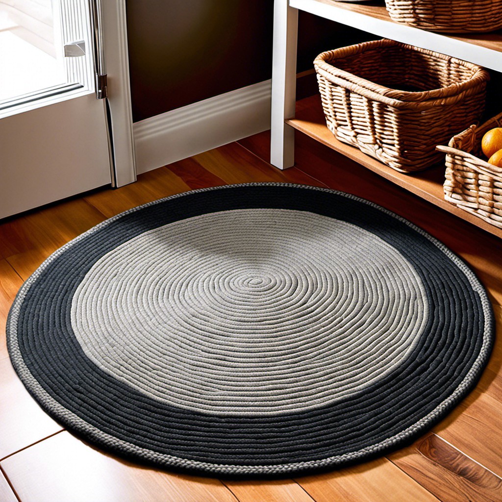circular wool braided kitchen rug