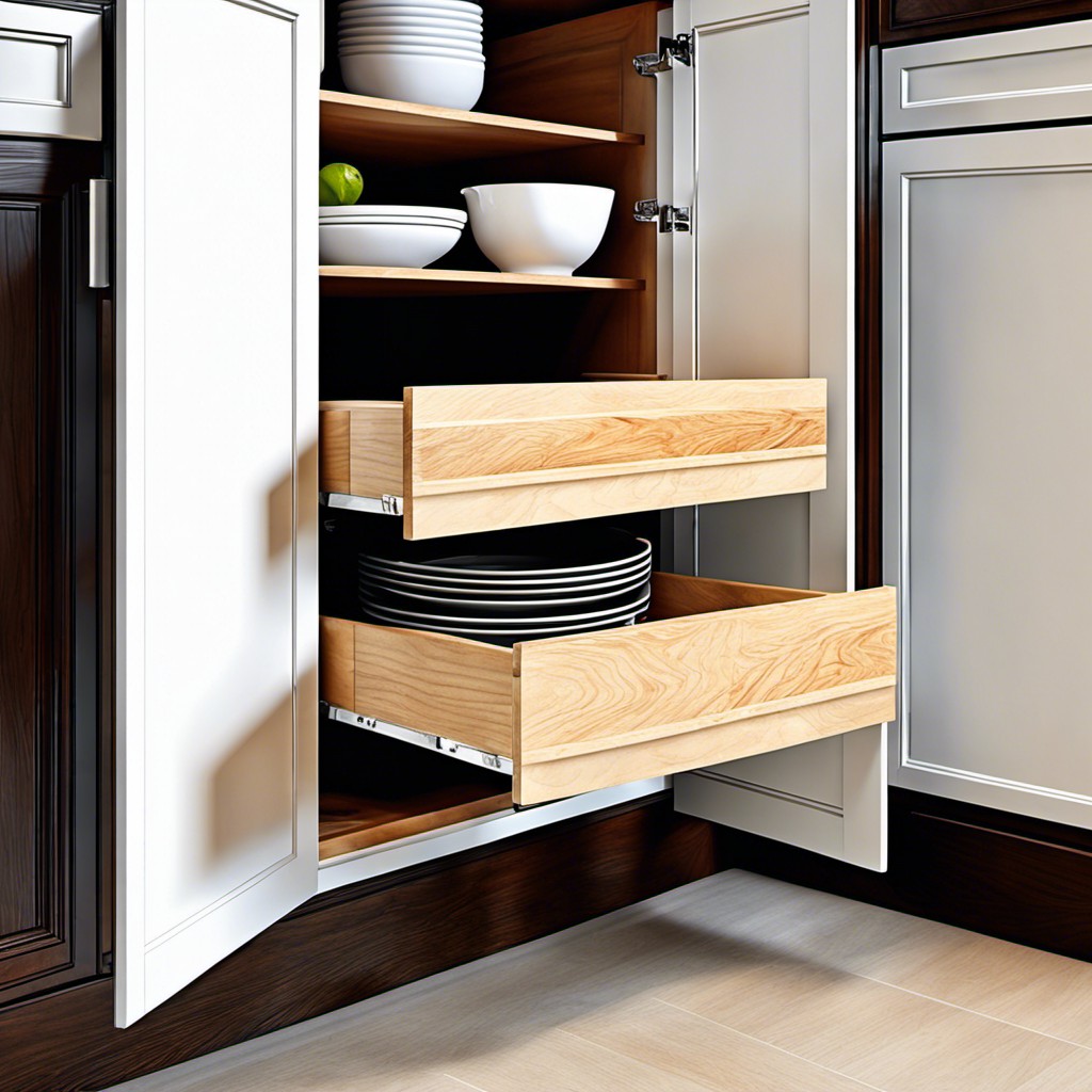 concealed drawers behind false cabinet panels