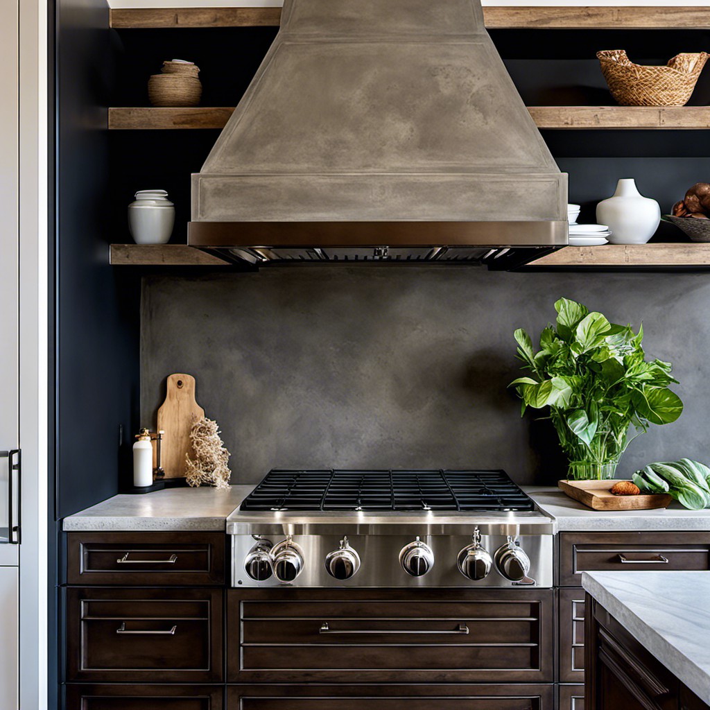 concrete finish backsplash