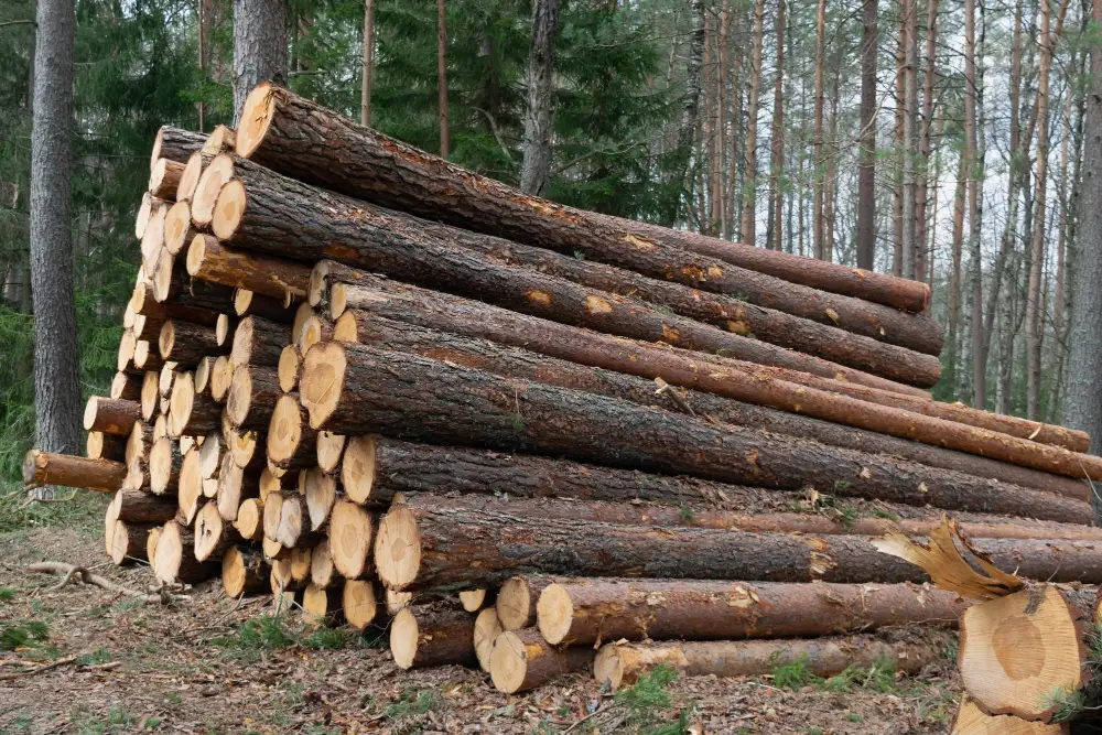coniferous tree logs - softwood kitchen cabinet