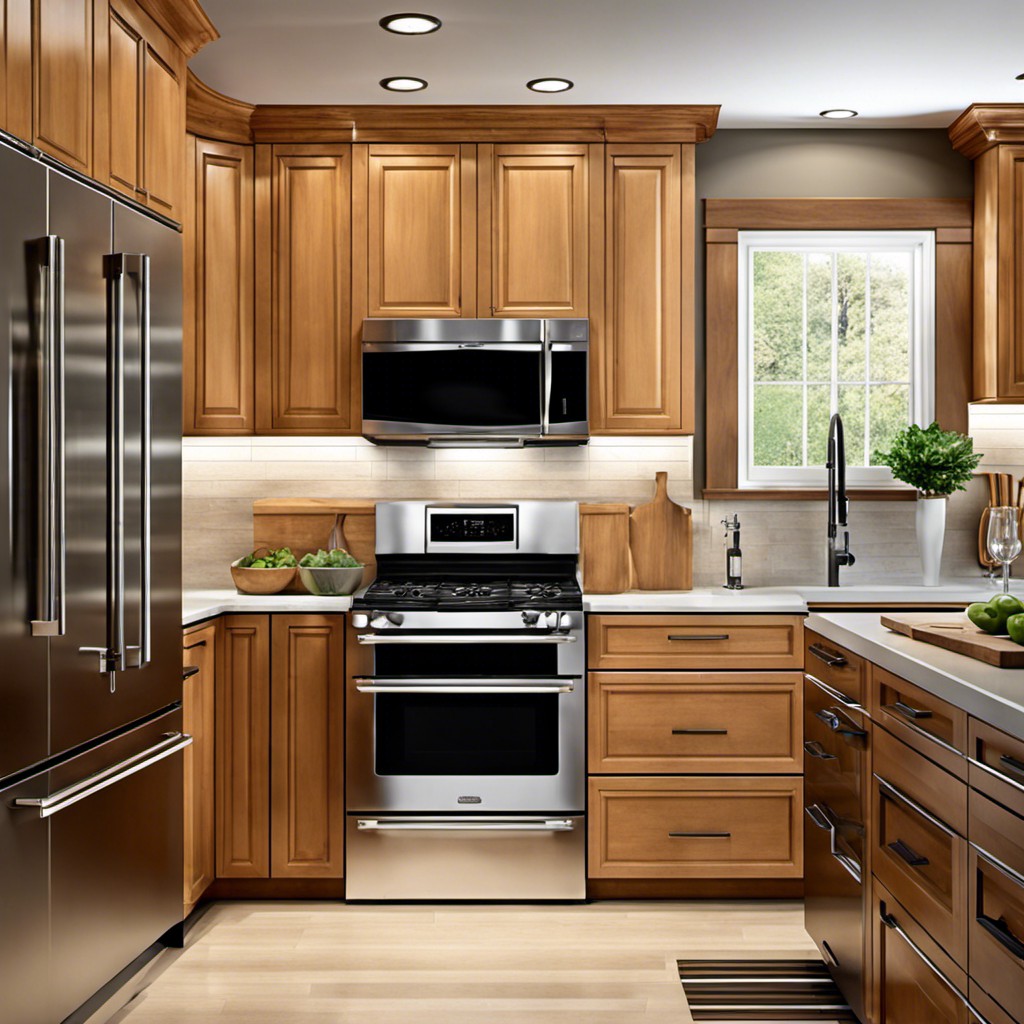 contemporary style honey maple cabinets