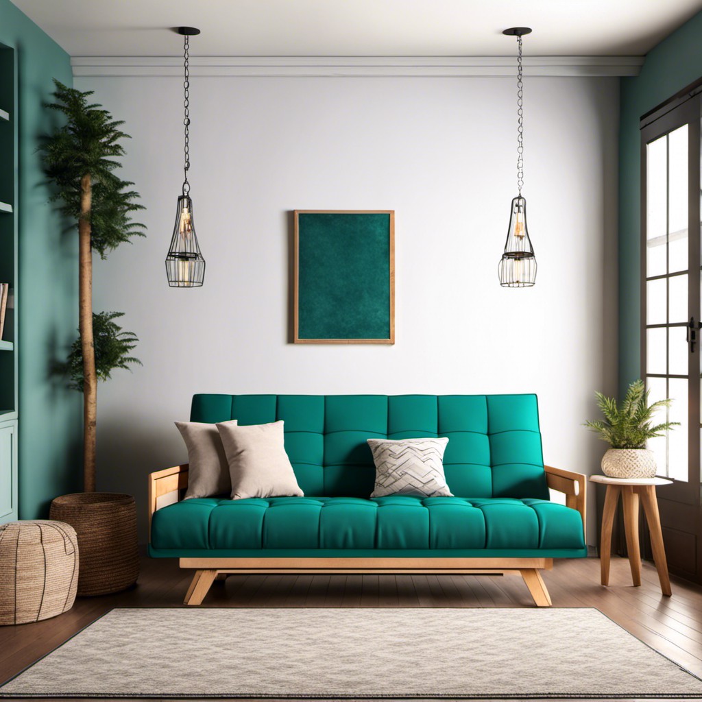 convertible teal futon couch