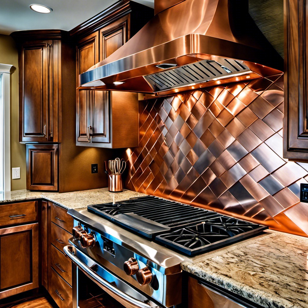 copper and stainless steel mixed backsplash