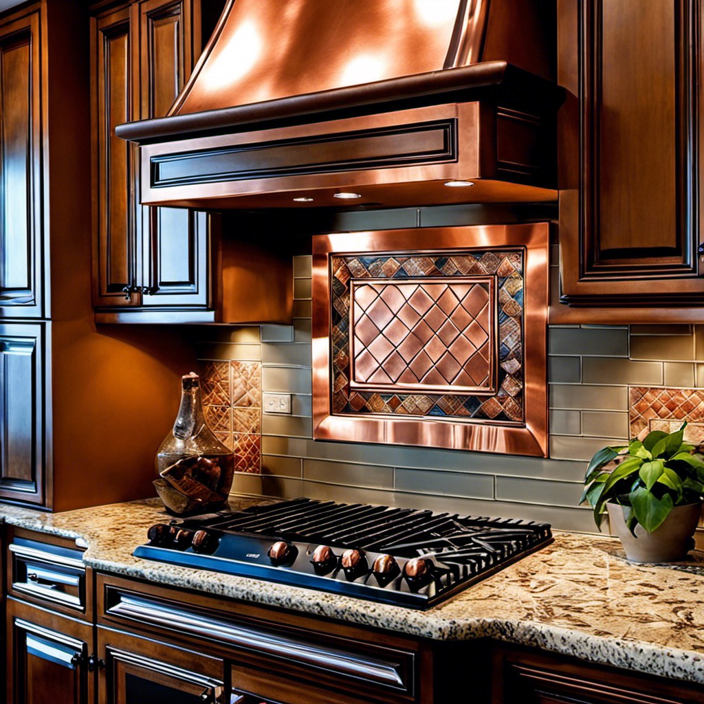 copper border for ceramic backsplash