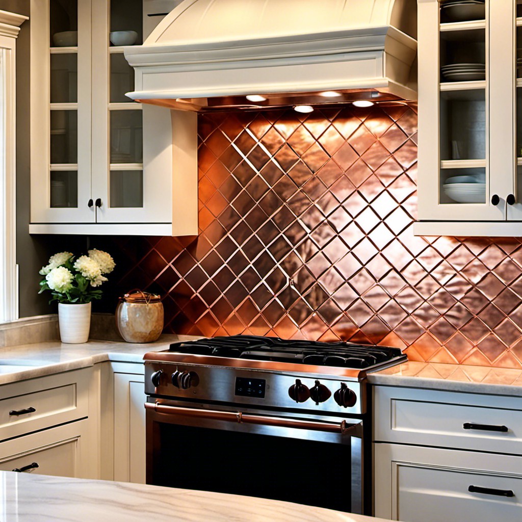 copper metallic backsplash decal