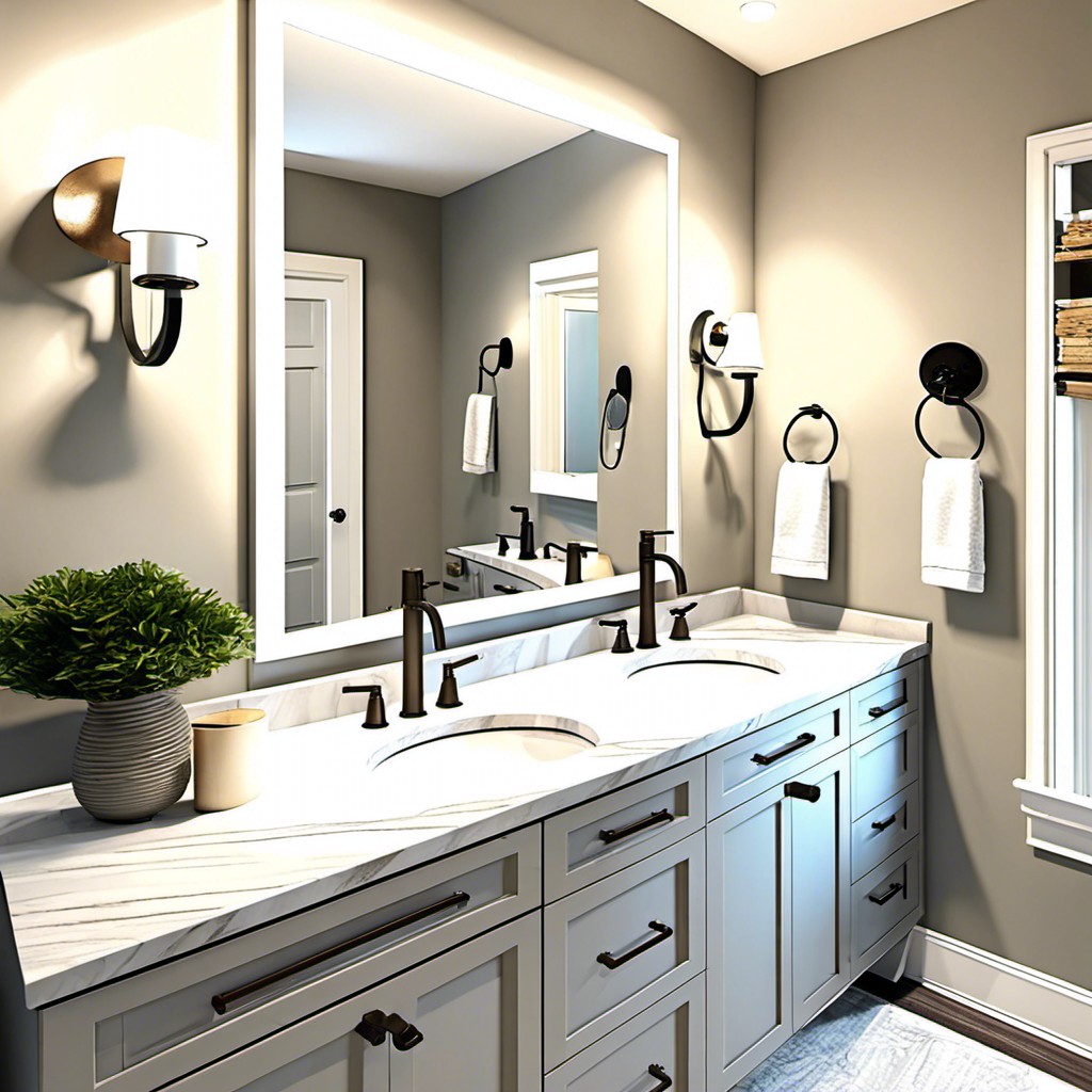 corner light gray vanity for small spaces