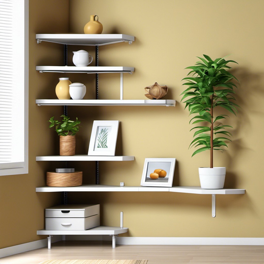 corner shelves with adjustable heights