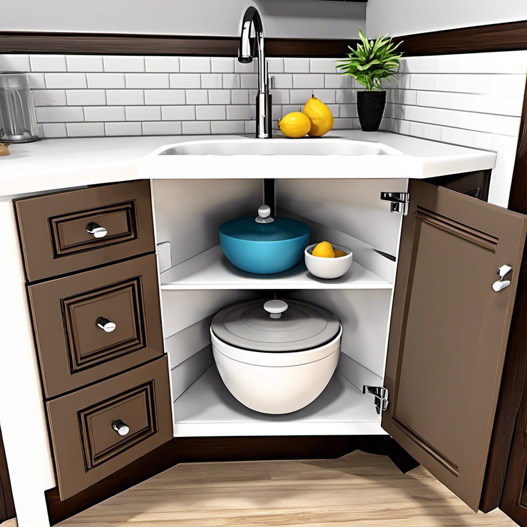 corner sink cabinet with extra storage drawers