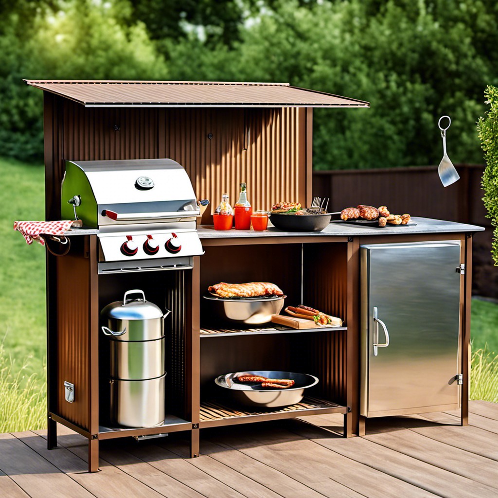 corrugated metal barbecue station