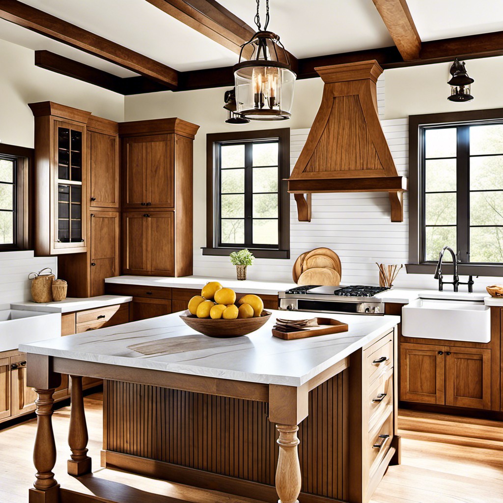 country style kitchen island with beadboard details