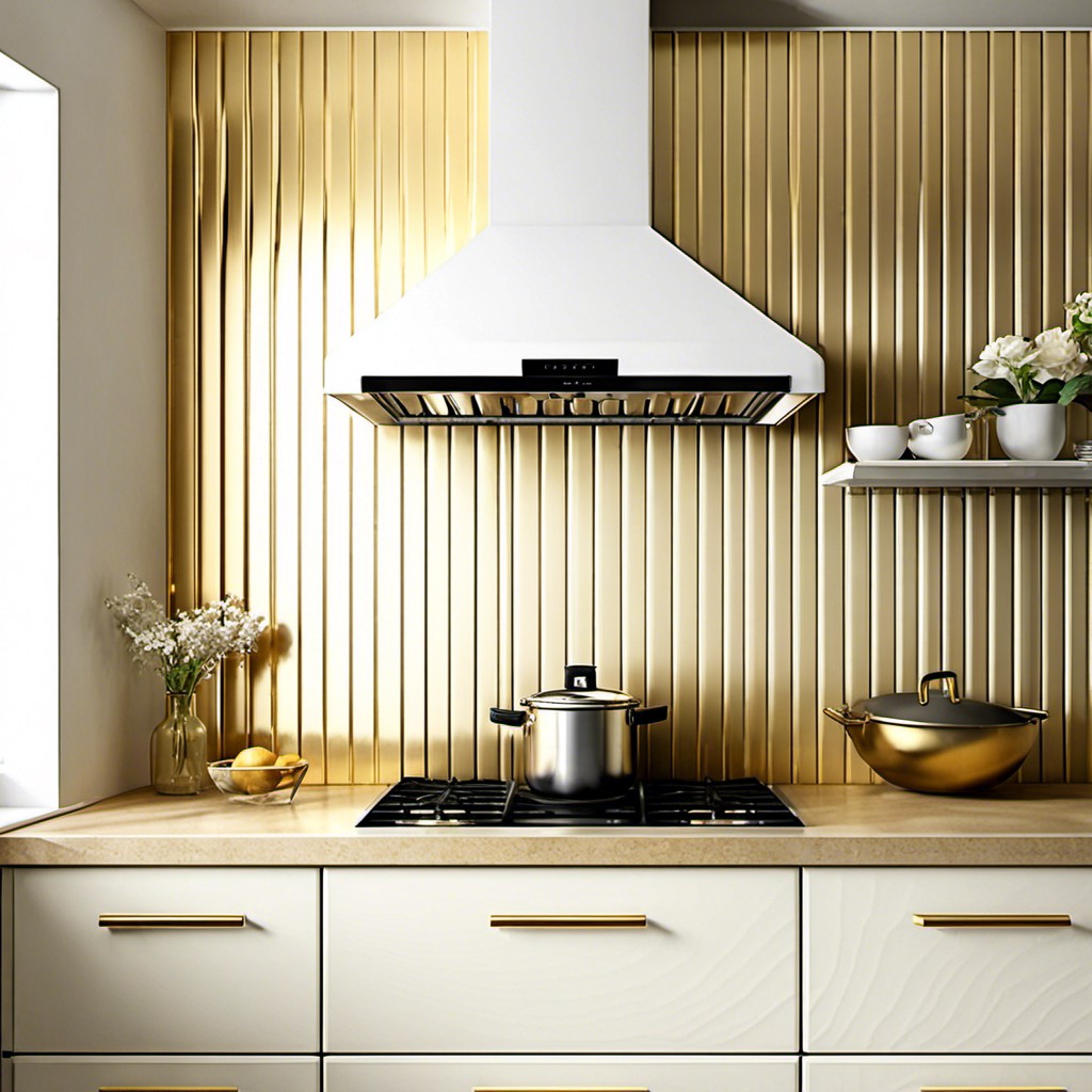 cream subway tiles with gold accents