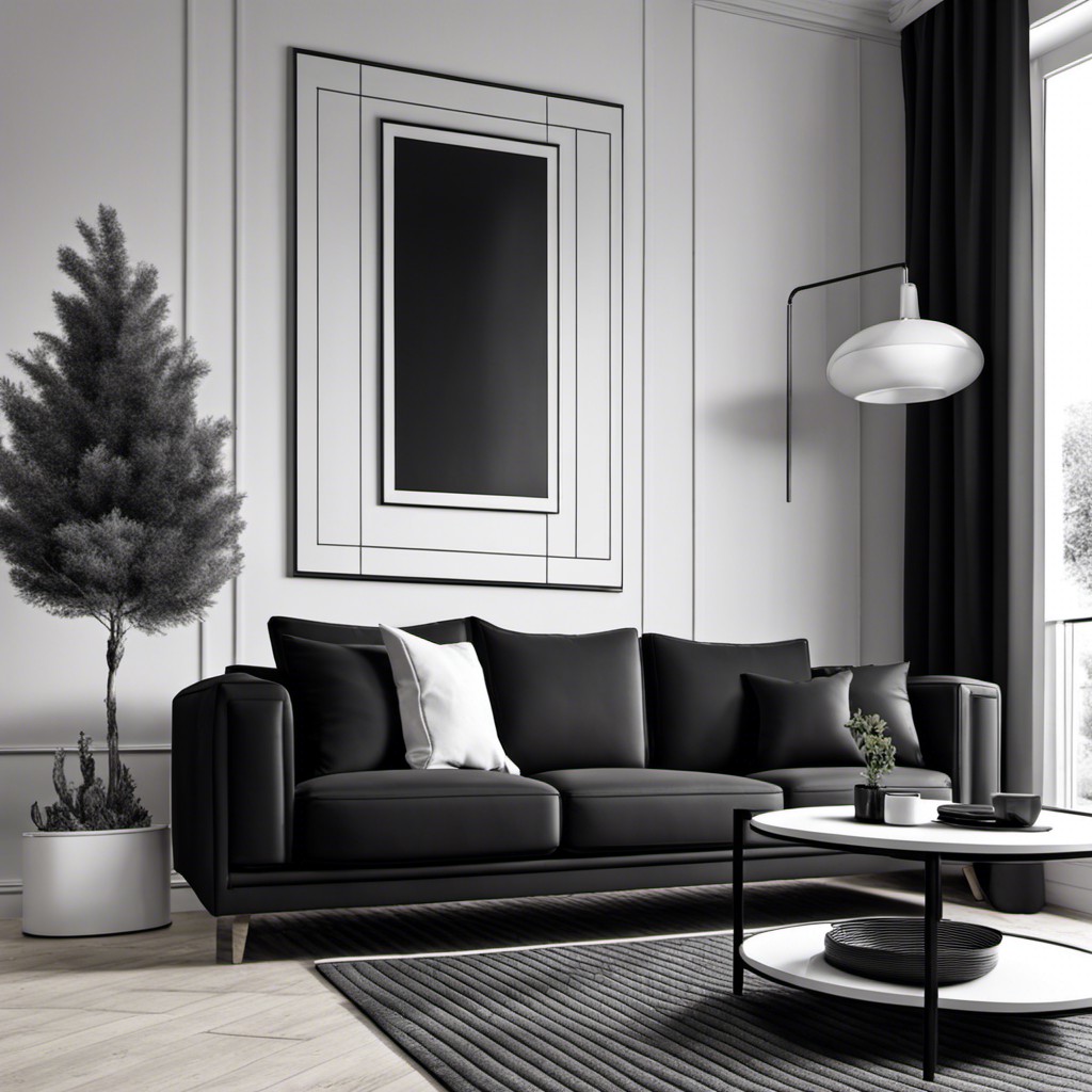 creating a monochrome theme room with a black sofa