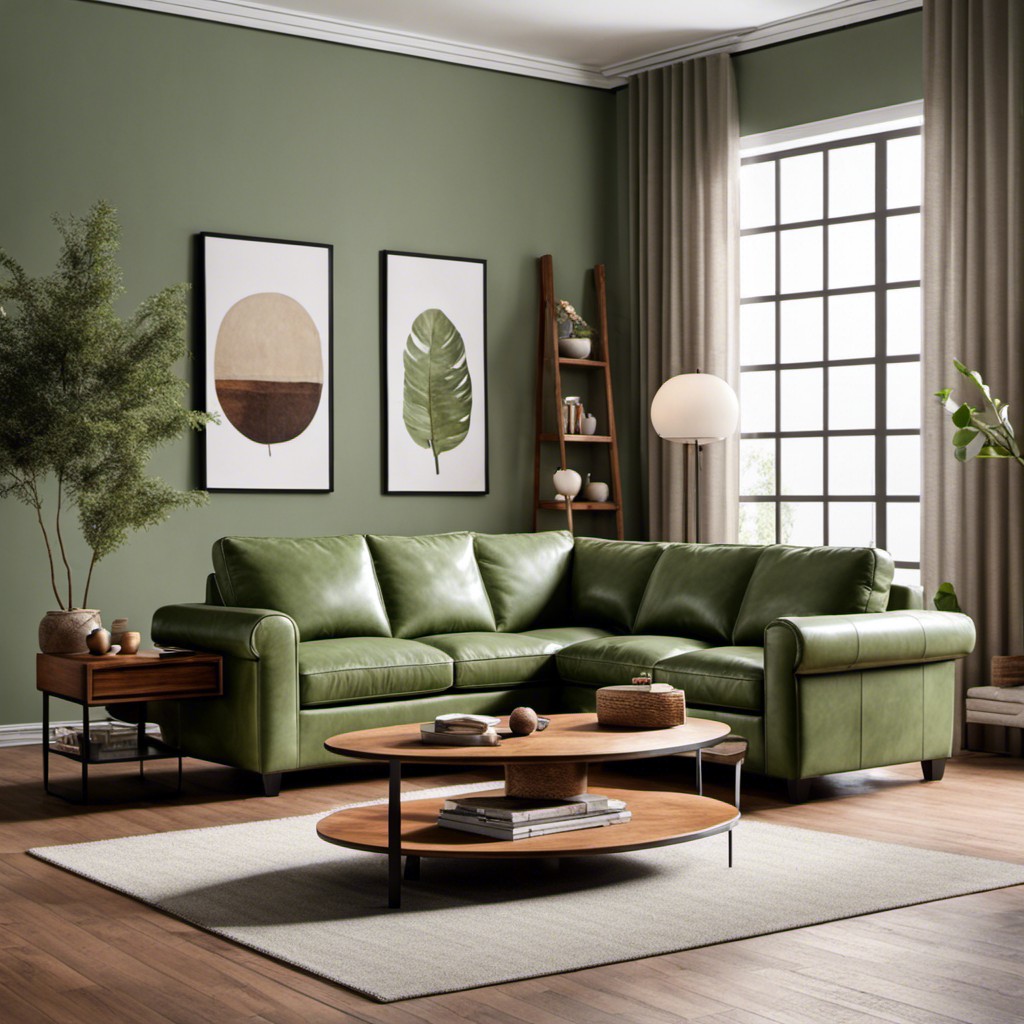 custom made sage green leather couch
