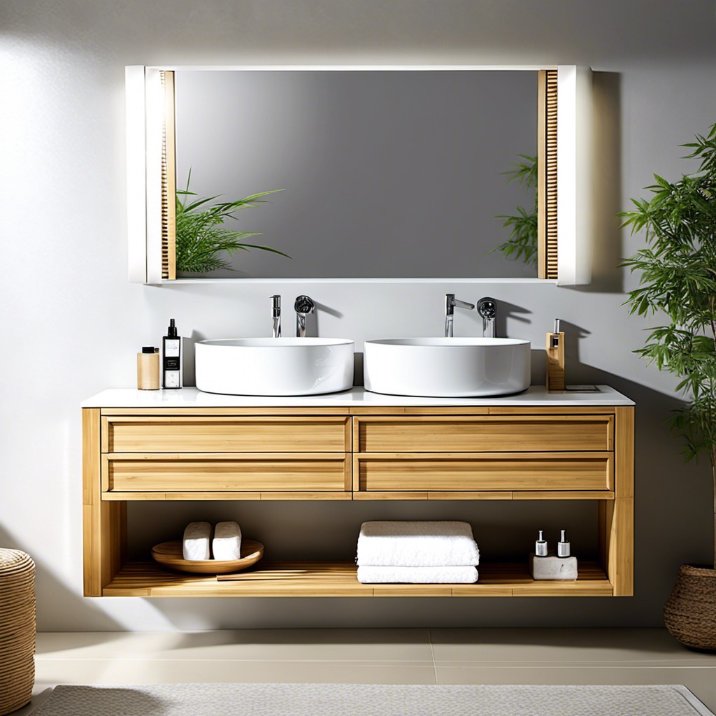 eco friendly light gray vanity made of bamboo